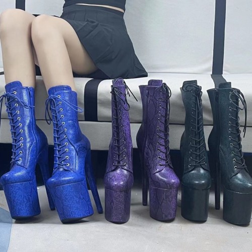 Super sexy 20cm snake patterned fashion boots, stage runway boots, pole dance boots, unisex short boots