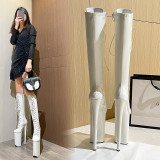 26cm long, oversized patent leather boots with high heels and super high heels