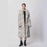Imitation mink fur white leopard print women's imitation fur coat