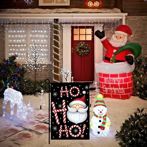 Santa Claus Pattern Garden Flag Four Seasons Hanging Flag Festival Decoration Christmas Garden Flag