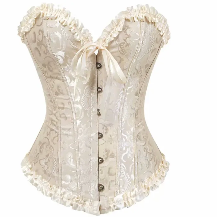 Women's Lace Up Boned Overbust Corset Bustier Lingerie Bodyshaper Top High Waist Tummy Control Shapewear