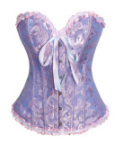 Women's Lace Up Boned Overbust Corset Bustier Lingerie Bodyshaper Top High Waist Tummy Control Shapewear
