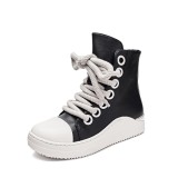 Thick soled personalized high top shoes for women, dark style trendy shoes