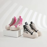 High top shoes with thick soles and thick shoelaces, couple flame shoes