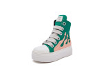 High top shoes with thick soles and thick shoelaces, couple flame shoes