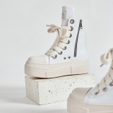 Large size women's shoes couple high top board shoes thick sole height increasing men's shoes