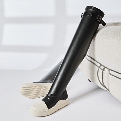 Knee over elastic boots for women, metal buckle boots