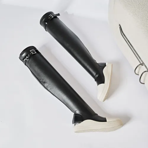 Knee over elastic boots for women, metal buckle boots
