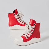 Thick soled personalized high top shoes for women, dark style trendy shoes