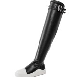 Thick soled plus size elastic boots for women, featuring metallic punk and dark style rivets