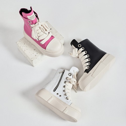 Large size women's shoes couple high top board shoes thick sole height increasing men's shoes