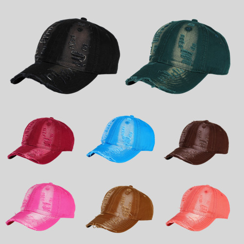 Broken hole gradient color personalized duckbill cap baseball cap couple cap