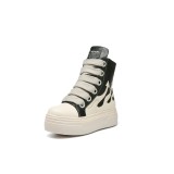 High top shoes with thick soles and thick shoelaces, couple flame shoes