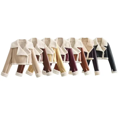 Flip collar side zipper short flight jacket jacket