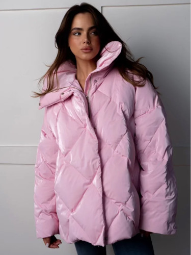 Cotton jacket with large fur collar and loose fit, casual jacket