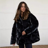 Cotton jacket with large fur collar and loose fit, casual jacket