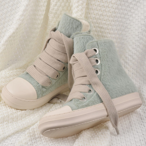 Couple high top shoes, thick soled shoes, hairy shoes, women's fashion