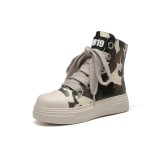High top shoes for women camouflage thick soled casual board shoes candy color