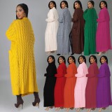 Women's cardigan, long sleeved sweater, long solid color jacket