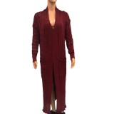 Women's cardigan, long sleeved sweater, long solid color jacket