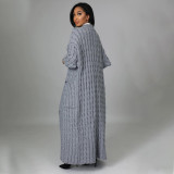 Women's cardigan, long sleeved sweater, long solid color jacket