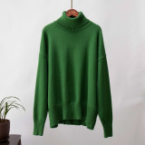 High neck sweater loose knit sweater pullover sweater for women