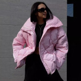 Cotton jacket with large fur collar and loose fit, casual jacket