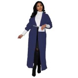 Women's cardigan, long sleeved sweater, long solid color jacket