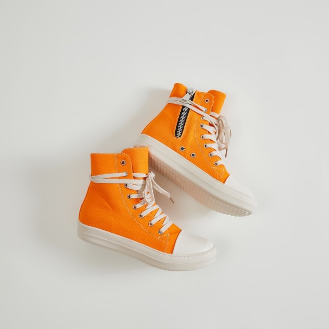 High top shoes orange canvas unisex couple board shoes