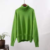 High neck sweater loose knit sweater pullover sweater for women
