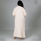 Women's cardigan, long sleeved sweater, long solid color jacket