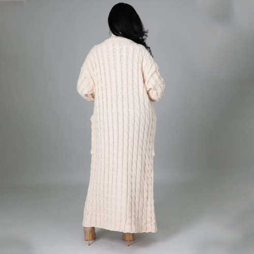 Women's cardigan, long sleeved sweater, long solid color jacket