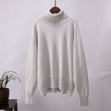 High neck sweater loose knit sweater pullover sweater for women