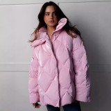 Cotton jacket with large fur collar and loose fit, casual jacket