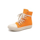 High top shoes orange canvas unisex couple board shoes