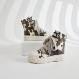 High top shoes for women camouflage thick soled casual board shoes candy color