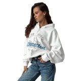 Hooded letter zipper large pocket loose hoodie