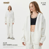 Velvet hooded cardigan sweatshirt casual solid color loose fit