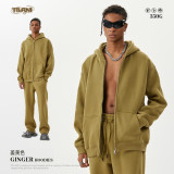 Velvet hooded cardigan sweatshirt casual solid color loose fit