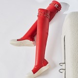 Thick soled plus size elastic boots for women, rivet boots