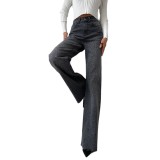 Leopard print straight leg pants high waisted casual pants