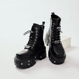 Motorcycle boots, Martin boots, punk leather shoes