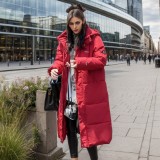 Long over knee hooded cotton jacket for women