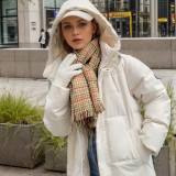 Long over knee hooded cotton jacket for women