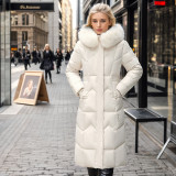 Cotton women's long and thick thick fur collar jacket