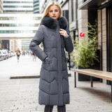 Cotton women's long and thick thick fur collar jacket