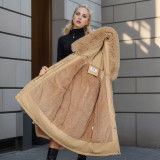 Plucked cotton jacket with loose waist and cotton jacket