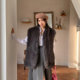 Fox fur double-sided woven fur vest, medium to long