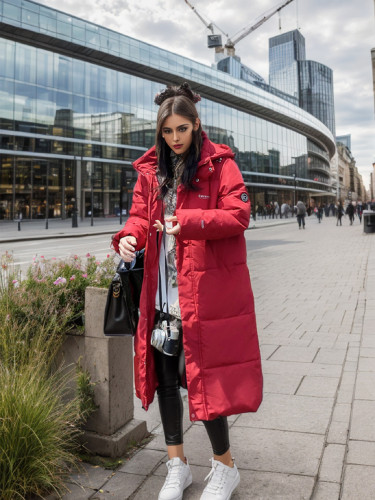 Long over knee hooded cotton jacket for women