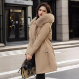 Cotton jacket, medium to long, with a large fur collar and plush lining to overcome the challenge of outerwear